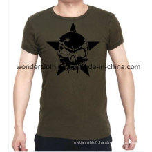 Personnalisé pas cher noir Star Skull écran imprimé T-shirt